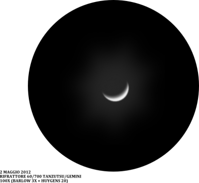 Venere vista dal sessantino la sera del 2 maggio, circa h. 22.30 locali